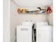 Functional laundry room with modern appliances and ample shelving space for storage at 1612 Sandy Point Sq # 56, Orlando, FL 32807