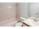 Bathroom featuring a shower-tub combo, toilet, and vanity with ample countertop space at 262 W Sabal Palm Pl, Longwood, FL 32779