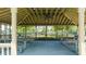 A view of the interior of the gazebo with picnic tables and a ceiling fan at 11957 Vermillion Ave, Windermere, FL 34786