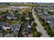 Overhead shot displaying a neatly arranged neighborhood with diverse home styles and tree-lined streets in a sunny setting at 14025 Hench Ln, Orlando, FL 32827