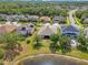 Lovely backyard with mature trees and lake view in a residential neighborhood at 16313 Birchwood Way, Orlando, FL 32828