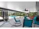 Spacious screened patio area with comfortable seating, fans, and pool views at 4170 Packard Ave, St Cloud, FL 34772