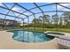 Beautiful screened-in pool and spa with view of the landscaped backyard at 957 Orange Cosmos Blvd, Davenport, FL 33837