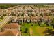 An aerial view of a home in a vibrant neighborhood, surrounded by lush green lawns at 1151 Wildmeadow Run, Winter Park, FL 32792