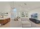 Bright living room with vaulted ceilings, ample windows, neutral decor, and hardwood floors at 13430 Early Frost Cir, Orlando, FL 32828
