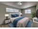 Comfortable bedroom featuring a large bed, bright natural lighting, and blue accents at 136 Country Club Dr, Sanford, FL 32771