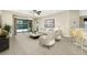 Bright living room features neutral tones, stylish decor, and sliding doors to the lanai at 15366 Sandfield Loop, Winter Garden, FL 34787