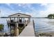 Dock featuring a covered area for boats, lounge chairs and walkway creating lake access at 1640 E Adams Dr, Maitland, FL 32751