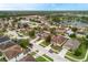 Aerial view of a residential neighborhood, featuring a pond, lush landscaping, and well-maintained homes at 2806 Polson Dr, Kissimmee, FL 34758