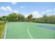 Outdoor basketball court featuring a green painted surface surrounded by a high chain link fence and lush landscaping at 525 Hardwood Cir, Orlando, FL 32828