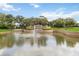 Entrance to Stoneybrook Hills, showing beautiful pond and landscaping at 5347 Travertine St, Mount Dora, FL 32757