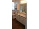 Bathroom features a white vanity, toilet, and a large mirror for lots of light at 3700 Plantation Blvd, Leesburg, FL 34748
