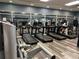 Community gym with multiple treadmills and various cardio equipment with floor-to-ceiling windows at 7518 Seven Eagles Way # 201, Reunion, FL 34747