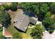 Aerial view of a single-Gathering home featuring a well-maintained roof, landscaping, and a circular driveway at 7703 Pine Vista Ct, Orlando, FL 32819