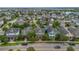 Aerial view featuring the community's colorful homes and well-manicured lawns along the road at 8679 Laureate Blvd, Orlando, FL 32827