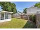 Fenced backyard with green grass and sunroom addition on the house at 143 Abbey Hollow Dr, Apopka, FL 32712