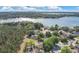 Beautiful aerial shot showcases a waterfront property surrounded by mature trees and a picturesque lake at 1512 Adriatic Dr, Ocoee, FL 34761