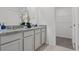 Bathroom featuring granite countertops, double sinks, gray cabinetry, and a walk-in closet at 2052 Monteverde Ave, Davenport, FL 33837