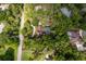 Aerial view showcases a serene, tree-lined neighborhood with a private pool and meticulously landscaped grounds at 3420 Dawn Ct, Lake Mary, FL 32746