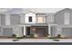 New construction townhomes featuring brick and modern grey siding, attached garages, and manicured landscaping at 555 Southern Edge Way, Sanford, FL 32771