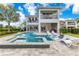Beautiful backyard showcasing a private pool, spa, outdoor kitchen, and lounging areas at 7905 Jacks Club Dr, Kissimmee, FL 34747