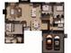Detailed floor plan showcases the home's layout, including bedrooms, living spaces, and garage at 8825 Larwin Ln, Orlando, FL 32817