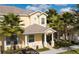 Two-story townhome with a charming covered porch and neatly landscaped surroundings at 17419 Placidity Ave, Clermont, FL 34714