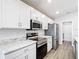 Bright kitchen featuring stainless steel appliances, subway tile backsplash, and white cabinets for a modern feel at 2005 Noble Dr, Davenport, FL 33837