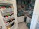 Walk-in pantry with custom shelving to maximize storage space, keeping the kitchen organized at 2711 Neverland Dr, New Smyrna Beach, FL 32168