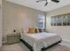 Inviting bedroom featuring warm lighting, neutral tones, and a textured wall at 4772 Kings Castle Cir, Kissimmee, FL 34746