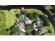 Aerial view of a property with a screened-in pool, surrounded by lush landscaping and waterfront access at 6350 Sedona Leaf Ct, Windermere, FL 34786