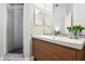 Updated bathroom with frameless glass shower and floating sink cabinet at 774 Chelsea Dr, Davenport, FL 33897