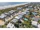 Aerial view of a coastal community with houses, ocean and beaches in the background at 1640 N Atlantic Ave, New Smyrna Beach, FL 32169