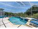 Outdoor area with covered pool, hot tub, lounge chairs, and privacy at 2655 Star Lake View Dr, Kissimmee, FL 34747