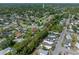 Aerial view of a residential neighborhood with tree coverage and houses with backyard pools at 5583 Miles Dr, Port Orange, FL 32127