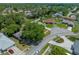 Overhead shot of a residential street with neatly kept lawns and mature trees at 5583 Miles Dr, Port Orange, FL 32127