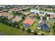 An elevated aerial showcases the property with a private screened pool, lush greenery, and a desirable neighborhood at 5615 Oxford Moor Blvd, Windermere, FL 34786