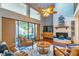 Bright living room featuring a modern fireplace, comfortable seating, and a beautiful outdoor view at 103 Golf Club Dr, Longwood, FL 32779