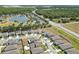 Overhead view of community showcasing the homes, pond, and surrounding landscape at 4459 Bluff Oak Loop, Kissimmee, FL 34746