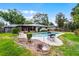 Backyard features a sparkling pool, outdoor seating, and manicured landscaping at 715 Roughbeard Rd, Winter Park, FL 32792