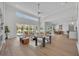 Bright living room with high ceilings, modern furniture, and expansive windows overlooking the backyard at 731 Williams Dr, Winter Park, FL 32789