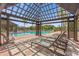 Inviting outdoor space featuring lounge seating under the pergola next to the pool at 1031 Marcello Blvd, Kissimmee, FL 34746