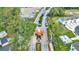 Aerial view of the community entrance with fountain, landscaping and gatehouse at 1089 Blue Jay Dr, Davenport, FL 33837