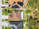 Overhead shot of a beautiful home highlighting the layout, landscaping, and privacy of the backyard and enclosed patio at 140 Elgin Blvd, Davenport, FL 33897