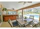 Covered patio with a dining table and view of the swimming pool at 15305 Shady Ln, Tavares, FL 32778