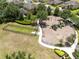 Aerial view of a well-equipped playground and fenced dog park within a community green space at 15485 Sandfield Loop, Winter Garden, FL 34787