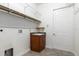 Functional laundry room with storage shelves, utility sink, and convenient access to the exterior at 18920 Overton St, Orlando, FL 32833