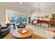 Bright living room with a piano, sliding glass doors to the pool, and comfortable seating, seamlessly blending indoor and outdoor spaces at 196 Torino Ln, Kissimmee, FL 34759
