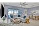 Spacious living space with dining area, sliding doors to a lanai and pool, and comfortable seating arrangement at 2382 Zaballina Pl, Kissimmee, FL 34747