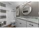 Bathroom featuring a vanity with granite countertops, modern fixtures, and a shower-tub combination at 3747 S Atlantic Ave # 2050, Daytona Beach, FL 32118